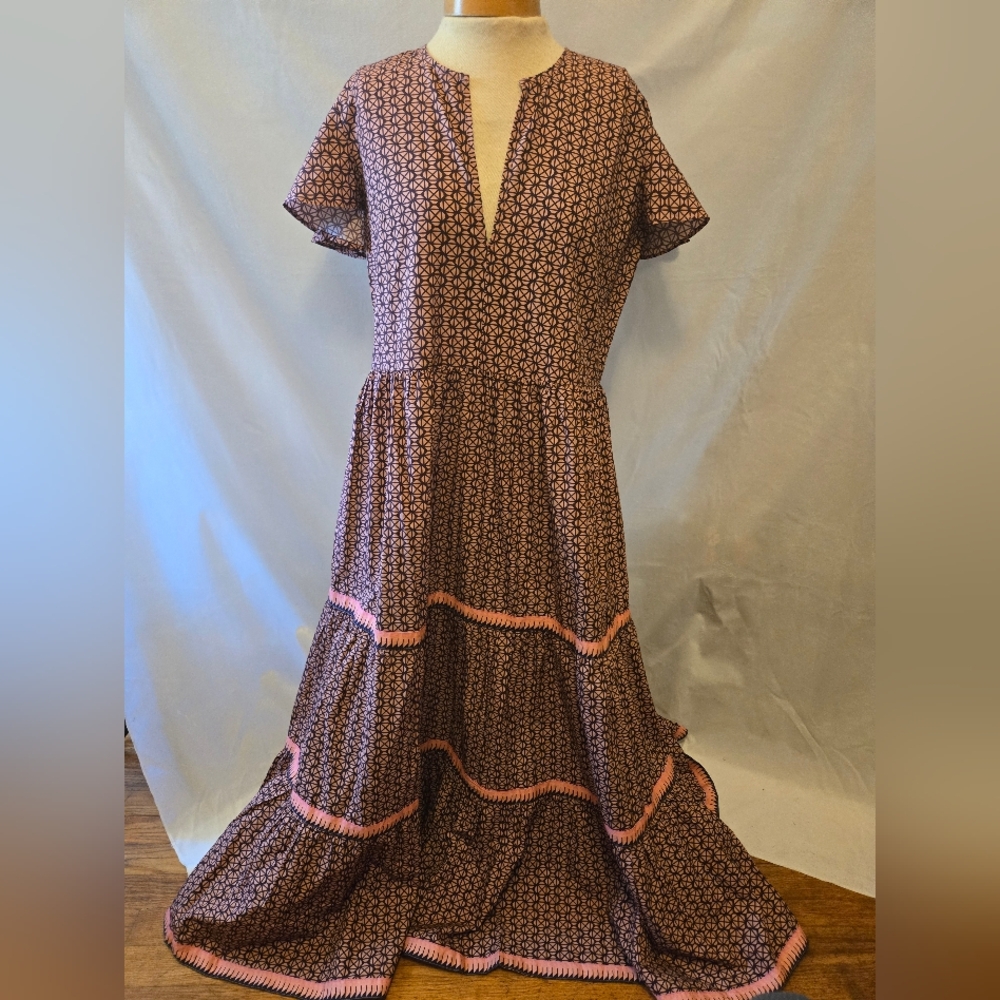 Oliphant Geometric Brown and Pink Dress Size M